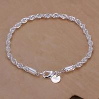 Silver color chain exquisite twisted bracelet fashion charm chain women men solid wedding cute simple models jewelry H207