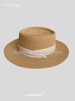 ☃ Flat straw hat along female summer beach flat beach grass weaving French holiday shade is prevented bask in panama hat