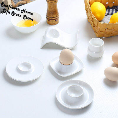 2Pcs ไข่เซรามิคขาตั้งผู้ถือ Simple Porcelain Stands Racks ผู้ถือจอแสดงผลคอนเทนเนอร์ถ้วยไข่ต้มถาดเสิร์ฟ Platter Cups