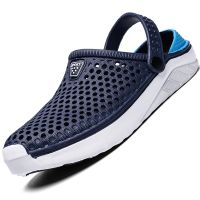 Men Sandals Hole Shoes Slippers Hollow Out Beach Flat Outdoor Slides on Footwear