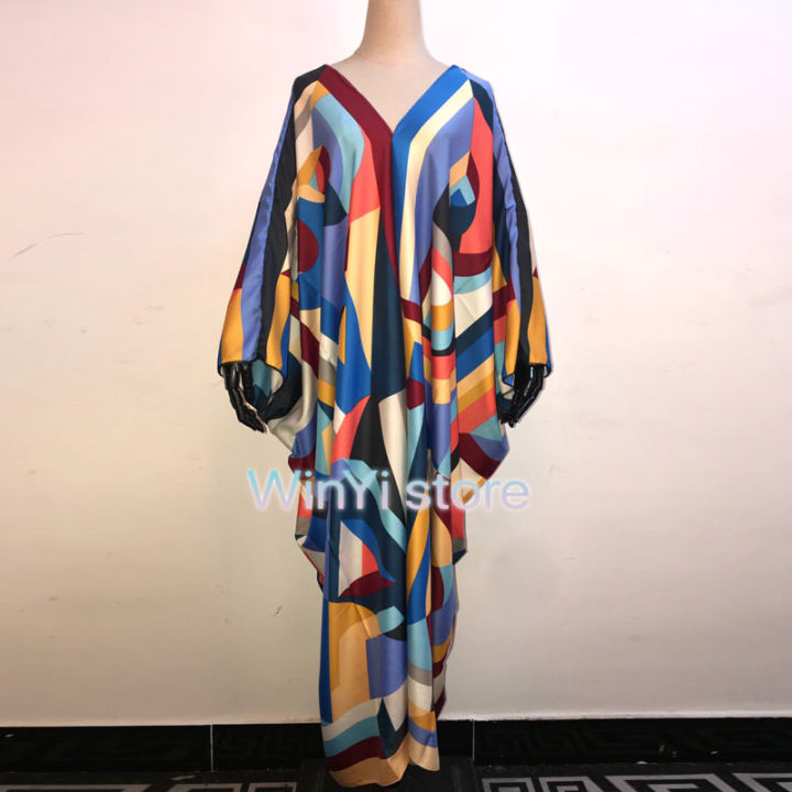 2021Kuwait Dashiki Dress Print Bohemia Hijab Loose Elegant Muslim Abaya Bazin Robe Gowns Broder Riche Sexy Lady Party maxi beach