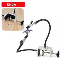 NEWACALOX LED 3X Magnifier Bench Vise Table Clamp Soldering Helping Hand Soldering Station USB 5pc Flexible Arms Third Hand Tool