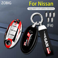 ZOBIG กรอบที่ห้อยกุญแจ ABS สไตล์รถแข่งสำหรับ Nissan เปลือกเคสกุญแจรถยนต์พร้อมพวงกุญแจเหมาะสำหรับนิสสันอัลเมรา X-Trail Sylphy Navara March Datsun Teana Juke Key เคสควบคุมระยะไกลแบบดั้งเดิม