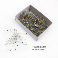 Factory Wholesale Color 38Mm Micro Glass Bead Head High Temperature Resistant Ironing Register Pin 1000 Pieces Thumbtack Glass Needles