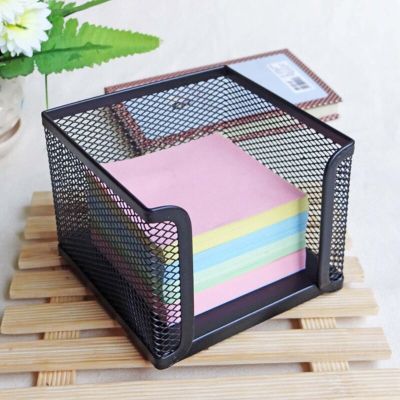 Black Mesh Paper Cube Mini Memo Note Pads Box Holder Storage Case Display Stand Dispenser for Home Office School Class
