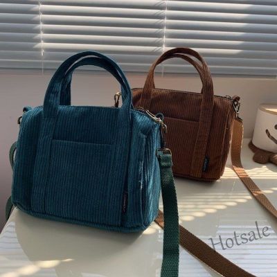 【hot sale】☂₪▪ C16 New Canvas Bag Mini Corduroy Handbag Simple Versatile Universal Shoulder Bag Messenger Bag