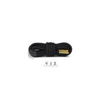 spot ⚘VIZ เชือกรองเท้าสะท้อนแสงพร้อมปลอกเชือกโลหะแบบสวม Reflective round Black  3M Black shoelaces with Metal aglets☝