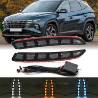 ไฟตัดหมอก LED 3สี DRL สำหรับ Hyundai Tucson NX4 2022 2023ไฟวิ่งกลางวันสไตล์ Mustang พร้อมสัญญาณเลี้ยวต่อเนื่องแบบไดนามิก