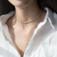 New 1.5mm 100% Authentic 925 Sterling silver Zirconia AAAA+ Tennis Choker short necklace for women Bridal FINE Jewelry Gift Fashion Chain Necklaces