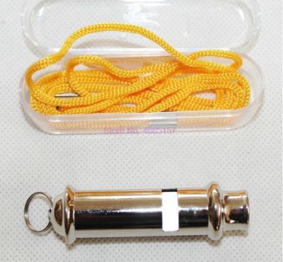By DHL 100Pcs High quality police whistle steel military whistles with lanyard rope outdoor sport tools lifesaving equipment Survival kits