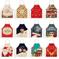 Creative  Christmas Printed Women Kitchen Aprons Waterproof Cooking oil-proof Cotton Linen Antifouling Chef Apron