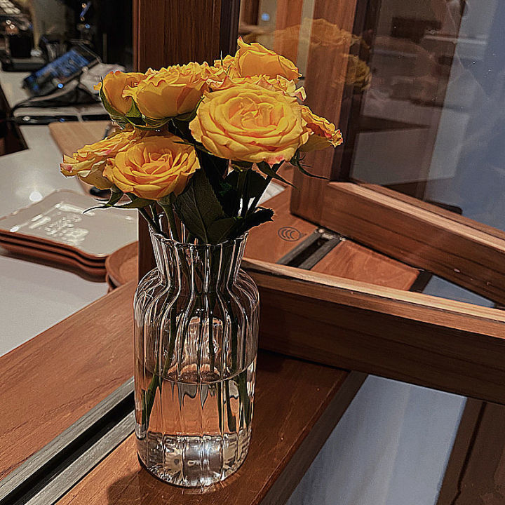 แจกันตกแต่งห้องนั่งเล่นการจัดดอกไม้-ins-ลมแก้วใสแจกันขนาดเล็กในครัวเรือนห้องนั่งเล่นโต๊ะรับประทานอาหาร-hydroponic-ดอกไม้ตกแต่ง-device