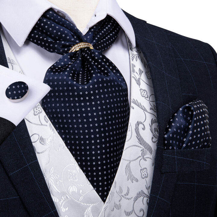 ออกแบบใหม่ผู้ชายผ้าไหม-cravat-navy-dot-อย่างเป็นทางการ-ascot-tie-ผ้าเช็ดหน้าชุดแหวนอย่างเป็นทางการ-self-tie-เนคไท-dibangu