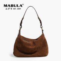 【jw】✒  MABULA Suede Shoulder Large Capacity Tote Fashion Hobo Handbags Leather Handle