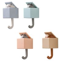 4 PCS Creative Adhesive Coat Hook Cute Cat Key Holder Hook for Coat, Scarf, Hat, Towel, Key, Pet Hooks