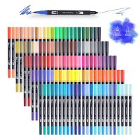 Watercolor Art Markers Brush Pen Dual Tip Fineliner Drawing for Calligraphy Painting 12/48/60/72/100/132 Colors Set Art Supplies