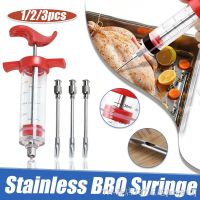 hot【DT】⊙◑  Flavor Needle BBQ Meat Injector Marinade Syringe Pork Steak Sauces Syringes With 3 Needles Tools