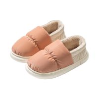 Thick Bottom Waterproof Cotton Slippers Female Winter Package Heeled Down Residence Home Indoor Warm Cotton Shoes