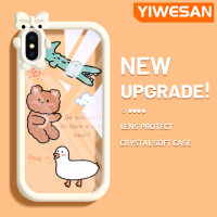 YIWESAN เคสสำหรับ iPhone X Xs Xr Xs Max ตัวการ์ตูนน่ารักสปูลสิงโตแมวอัพเกรดใหม่ซิลิโคนนิ่มเคสมือถือกันกระแทกแบบใสสร้างสรรค์เคสโปร่งใสลายกล้องถ่ายรูปที่คลุมป้องกัน