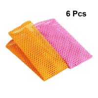 6PCS Mesh Non-stick Oil Dish Cloth Cleaning Cloth Rapid Dry Scourer Mesh Washing Cloths Kitchen Cleaning Cloths (Mixed Color)