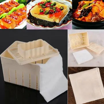 Kitchen Plastic Rectangle Handmade Press Maker Tofu Mold Cutter Box Case White