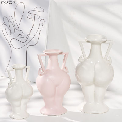 WDDSXXJSL Creative Pink Nordic Creative Body Art Ceramic Vase Home Decoration Living Room Desktop Flower Arrangement Vase