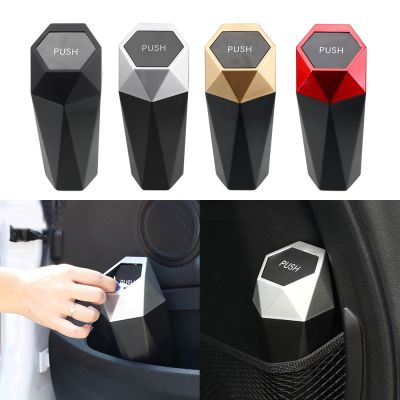 hot！【DT】♦  Car Interior Trash Can Garbage Bin Storage Push Lid Accessories RV Truck Road