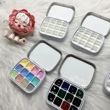 15 Grid Wooden Paint Palette with Lid, Mini Watercolor Paint Palette,  Portable