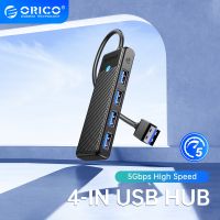 ORICO Type C ฮับยูเอสบี3.0อะแดปเตอร์4ตัวแยกพอร์ตอะแดปเตอร์ฮับ USB ด็อกต่อขยายบางเฉียบอุปกรณ์เสริมสำหรับคอมพิวเตอร์พีซี