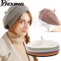 French Soft Knitted Beret Women Female Solid Korean Knit Pink Berets Vacation Streetwear Painter Autumn Winter Hat Wholesale