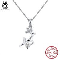 ORSA JEWELS 925 Sterling Silver Cute Deer Necklace Good Luck Animal Pendant Festival Holiday Jewelry Gift for Girls Teens HON03