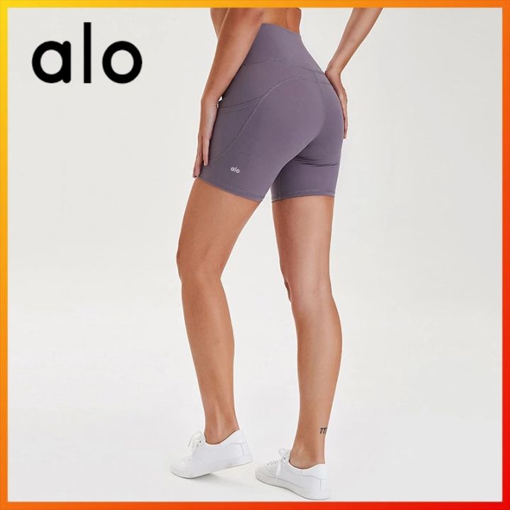 alo-yoga-summer-ladies-5-color-high-waist-shorts-cycling-exercise-fitness-yoga-short-stretch-tights-gnb