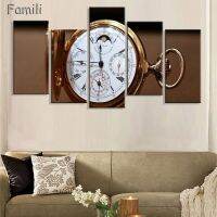 Vintage Pocket Clock โปสเตอร์ผ้าใบสไตล์หรูหราโบราณแผนที่ Still Life Wall Art Decor