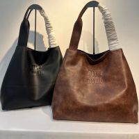 Tote leather miu miuˉ tote bag autumn and winter new shoulder large capacity bag hobo hand