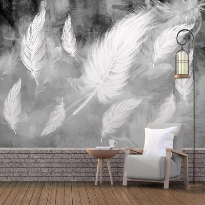 [hot]Custom 3D Wallpaper Modern Simple White Feathers Photo Wall Murals Living Room Bedroom Home Decor Papel De Parede Wallpapers 3 D