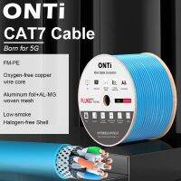 สายเคเบิลเครือข่าย CAT7 Onti S/ftp 4PR 23AWG LSZH 10Gbps 600Mhz สายทองแดงป้องกันสองชั้นปราศจากออกซิเจน LSZH รองรับสายเคเบิลอีเทอร์เน็ต FTTH