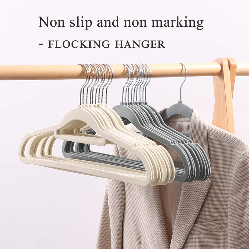 34 pcs Velvet Slim CLOTHES HANGERS Non-Slip Flocked GREY Space-Saving