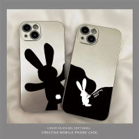 เคสโทรศัพท์ซิลิโคน TPU แบบนิ่ม ลายกระต่าย สีดํา กันกระแทก สําหรับ IPhone 14 13 12 Pro Max 11 XS XR X 8 + 7 6S Plus Mini