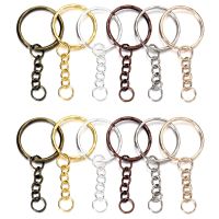 【hot】 50Pcs/Lot Chain Round Split Keyfob Keyrings With Keychain Pendants Jewelry Making Accessories