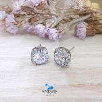 Madduckjewels ต่างหูเงินแท้ เพชร CZ ชุบโรเดียม ER1802