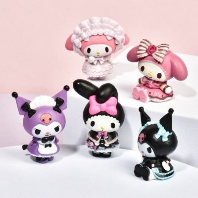 5Pcs Set Sanrio Anime Figure Doll 3-4cm Kawaii Kuromi Melody Model Accessories Childrens Toys Gift Action Figures Hobbies Gifts