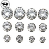 1Pair Cubic Zirconia Ear Tunnel Stainless Steel Plugs Gem Gauges Body Piercing Shinning Ear Reamer Expander 3mm-25mm