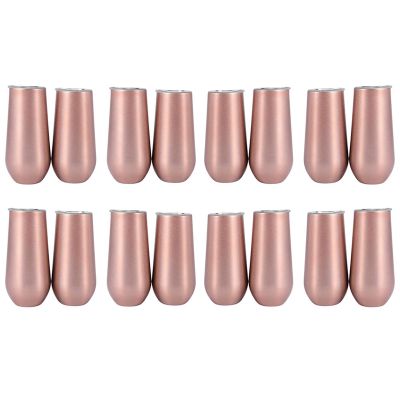 16 Packs Stemless Champagne Flutes Wine Tumbler, 6 OZ Double-Insulated Wine Tumbler with Lids Unbreakable Cocktail Cups
