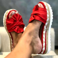 【CW】Ladies Summer Sandals Women Shoes Woman Slip On Bow Flip Flops Summer Beach Wristwatch Flat Summer Shoes Non-Slip Wedge Shoes