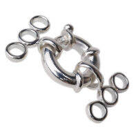 Solid 925 Sterling Silver 3-Strand Round Jumbo Hook And Eye Spring Bolt Ring Clasp