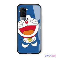 UCUC เคสโทรศัพท์เคสสำหรับ Vivo X60ปลอก Vivo X60การ์ตูนหรูหราสำหรับสาว Doraemon เคสมือถือลายแมว Glossy กระจกเทมเปอร์กลับเคสห่อหุ้มเคสโทรศัพท์