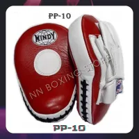 Windy Punching Mitts focus PP-10 Curved Red-white Genuine Leather for trainer Muay Thai MMA  เป้ามือ วินดี้ สีเเดง-ขาว แบบทรงโค้ง สำหรับซ้อมมวยไทย ทำจากหนังแท้ ผลิตจากโรงงาน