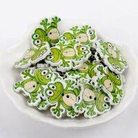 2020 Frog Painted Wooden Buttons Scrapbooking Decorative Craft 2 Holes Sewing Supplies 28x30mm 30pcs Haberdashery