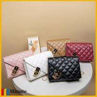 MINUTE สี่เหลี่ยมเล็กๆ กระเป๋าสะพายไหล่แบบสั้น หนังพียู ลายสก็อต กระเป๋า Crossbody แบบพกพาได้ สีทึบทึบ กระเป๋าสำหรับผู้หญิง ผู้หญิงผู้หญิงผู้หญิง