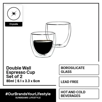 Customizable Logo 2.7oz Double Wall Glass Coffee Mug Espresso Cups